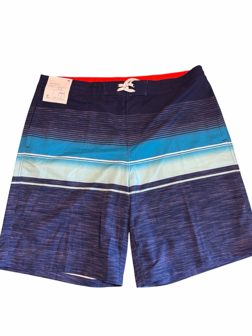 NWT Goodfellow & Co Blue Striped Board Shorts Swim Trunks Size 40